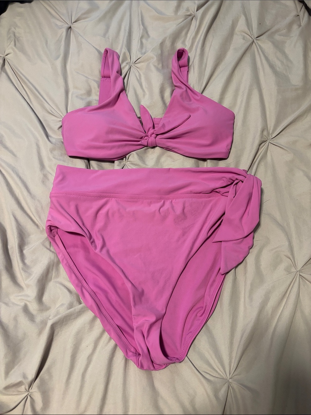 CALIA by Carrie Underwood Bright Pink Tie-Front Bikini Set